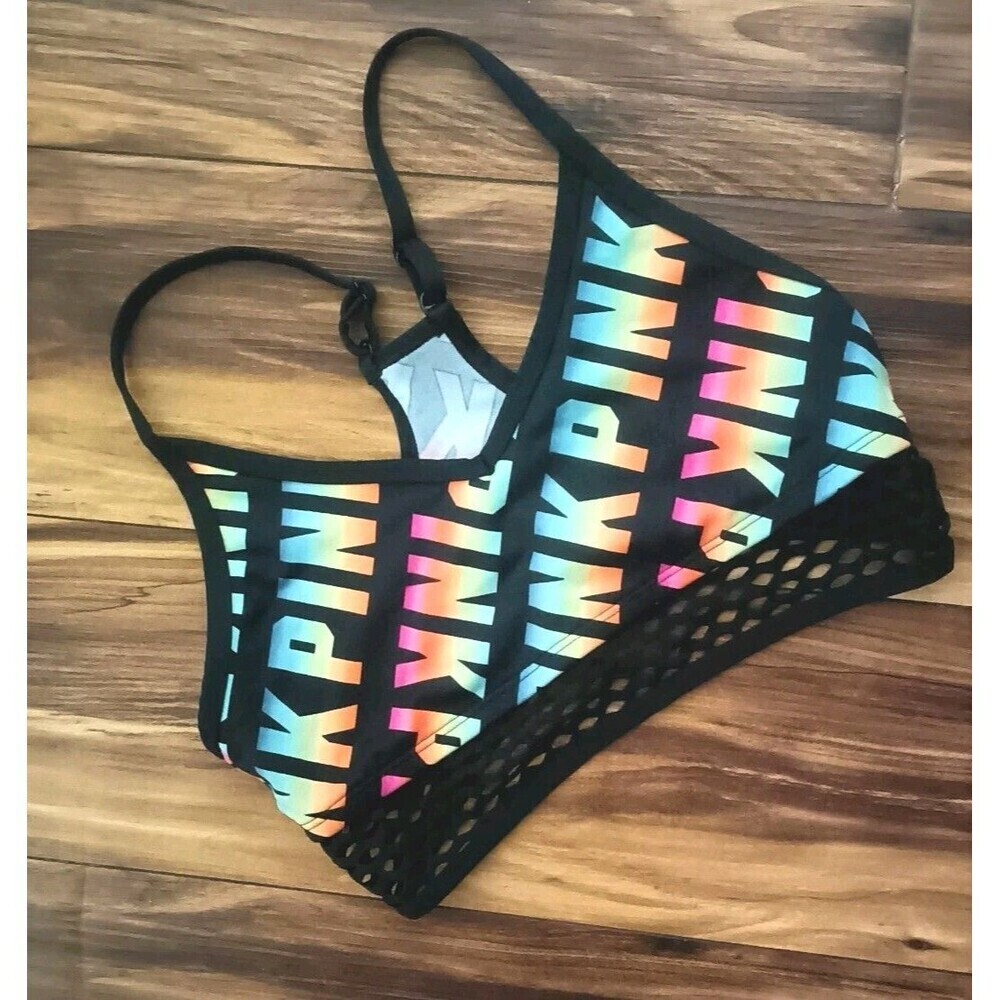 Victorias Secret PINK Sports Bra Size Small Ultimate Logo V Neck Racerback